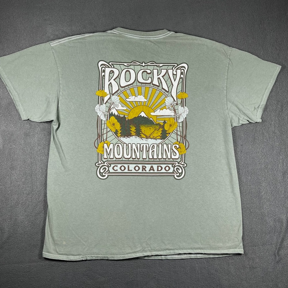 Vinyl Icons Rocky Mountains Colorado Graphic T-Shirt Short Sleeve Size L